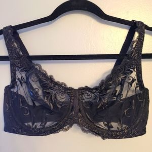 Soma Black Sensuous Lace Unlined Bra 36D